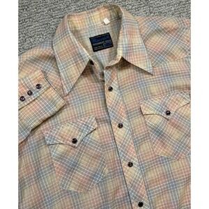 Maverick Permanent Press Shirt Mens Medium Multicolored Plaid Western Pearl Snap